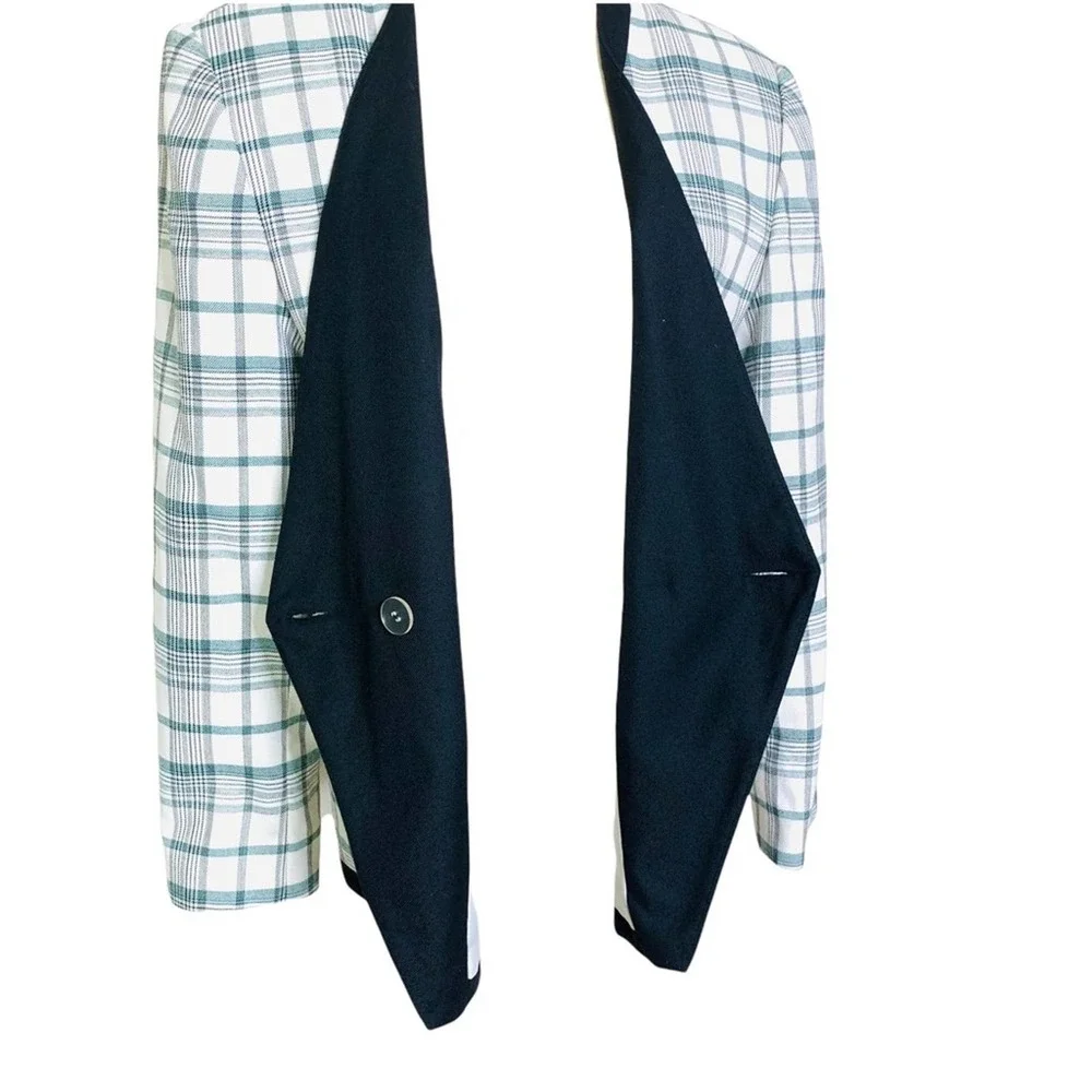 Vintage Plaid Double Breasted Blazer Jacket sz 10 | 2749 - Picture 7 of 9